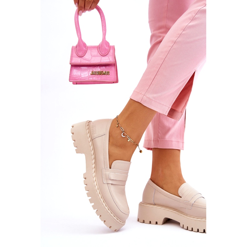 Big Star Women LL274457 Moocasins en cuir beige 2