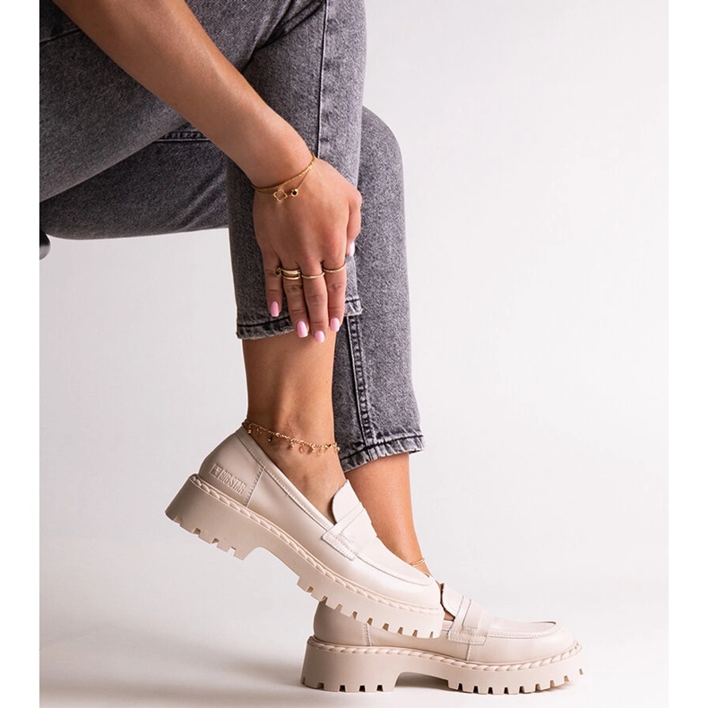 Big Star Women LL274457 Moocasins en cuir beige 6