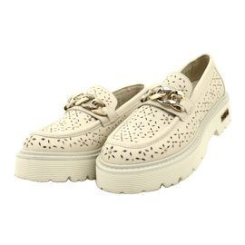 Locons pour femmes en cuir OpenWork sur la plate-forme avec décoration CLW319405 Beige 3 Locons pour femmes en cuir OpenWork sur la plate-forme avec décoration CLW319405 Beige 3