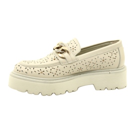 Locons pour femmes en cuir OpenWork sur la plate-forme avec décoration CLW319405 Beige 2 Locons pour femmes en cuir OpenWork sur la plate-forme avec décoration CLW319405 Beige 2