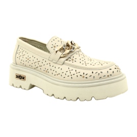 Locons pour femmes en cuir OpenWork sur la plate-forme avec décoration CLW319405 Beige 1 Locons pour femmes en cuir OpenWork sur la plate-forme avec décoration CLW319405 Beige 1