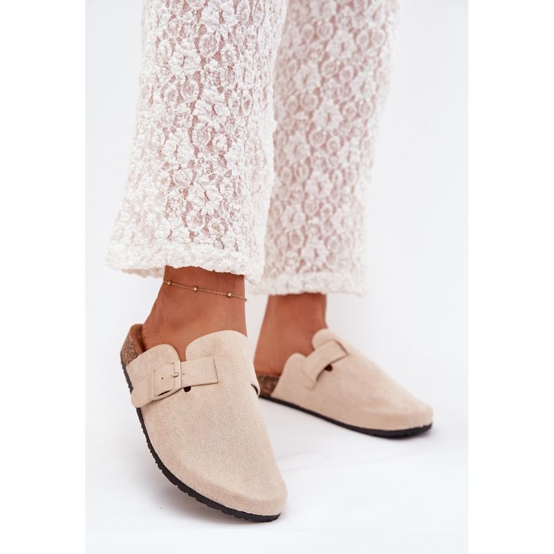 Boto Slippers pour femmes et plate-forme en liège avec une serrette d'argile klarae beige 2