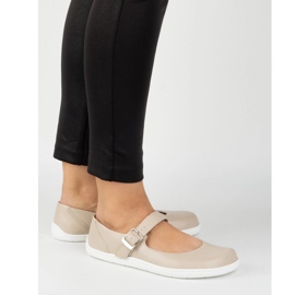 Barefoot Women's Ballerinas Olivier 1770pol en cuir avec boucle beige 2