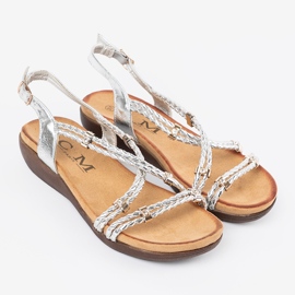 Shelvt Sandales d'argent sur une semelle plate 2