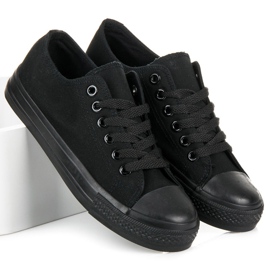 Baskets nouées femme le noir 2