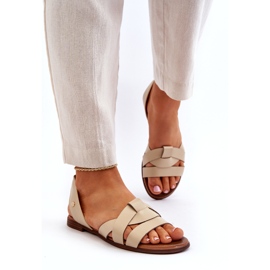 Zazoo 40185 Sandales à enfiler en cuir confortables, Beige 2