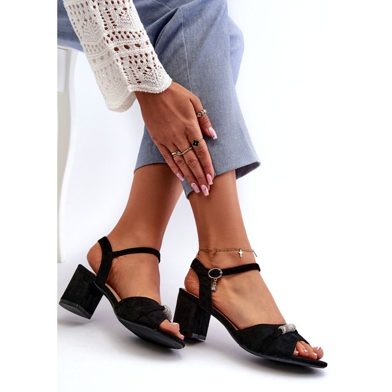 Vinceza Sandales écologiques pour femmes sur le poteau avec des décorations noires le noir 3