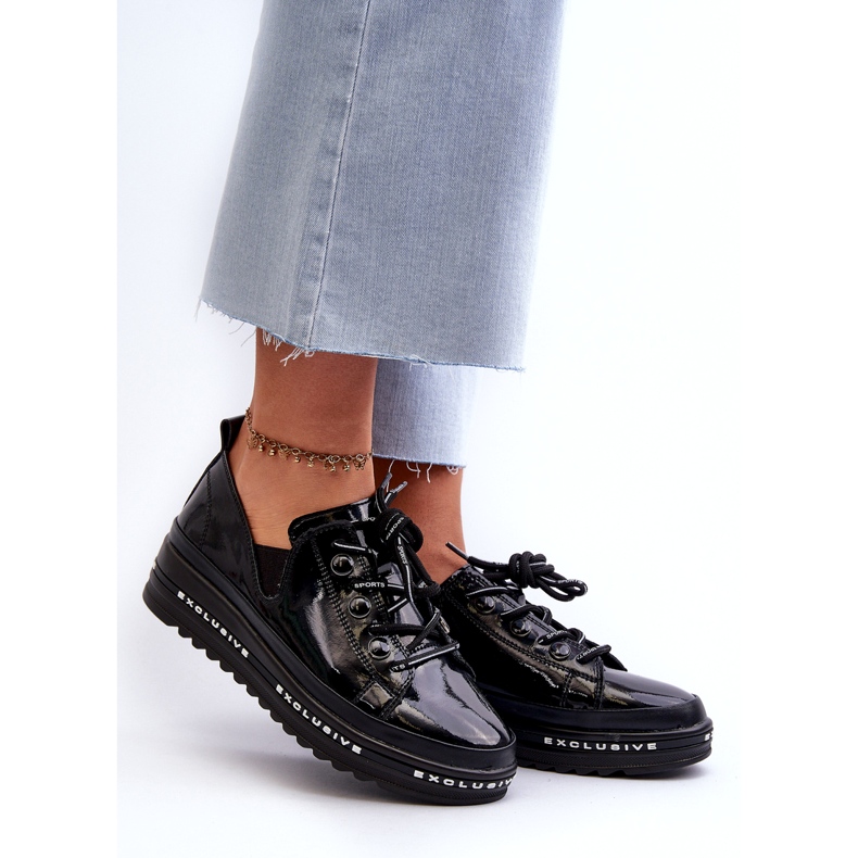 S.Barski Chaussures pour femmes en dentelle sur la plate-forme de Naturous Leather S. Barski LR620 Black noir 2