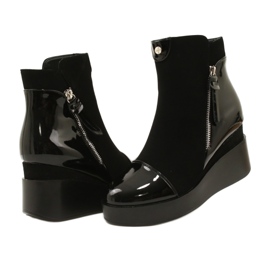 Bottes en daim pour femmes sur une plate-forme de coin / épaisse H2180 noir 5