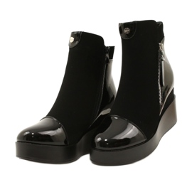 Bottes en daim pour femmes sur une plate-forme de coin / épaisse H2180 noir 4