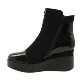 Bottes en daim pour femmes sur une plate-forme de coin / épaisse H2180 le noir 3