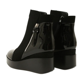 Bottes en daim pour femmes sur une plate-forme de coin / épaisse H2180 le noir 6
