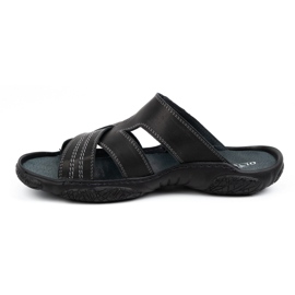 Olivier Slippers en cuir masculin 680mA noir le noir 2