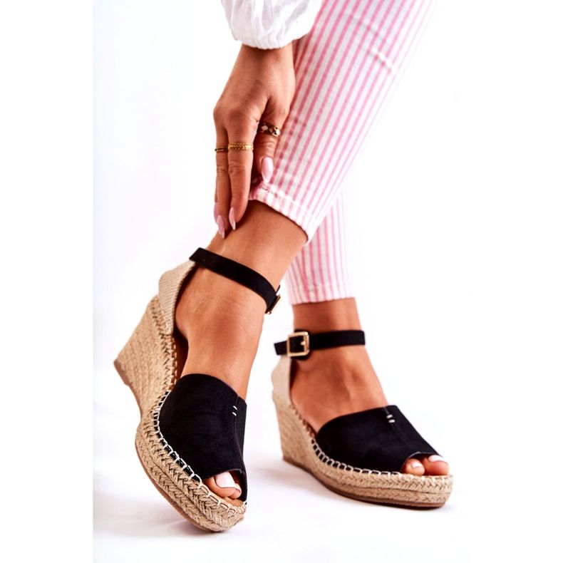 Sandales Femme Confortables Sur Compensées Noir Dellia 1