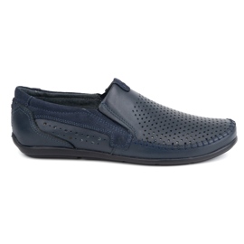 Olivier Mocassins homme en cuir ajouré 0525, bleu marine 1