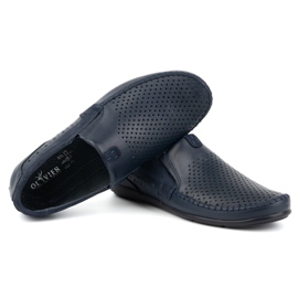 Olivier Mocassins homme en cuir ajouré 0525, bleu marine 5