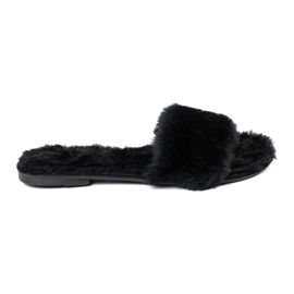 Seastar Les tongs noirs avec une fourrure douce le noir 2