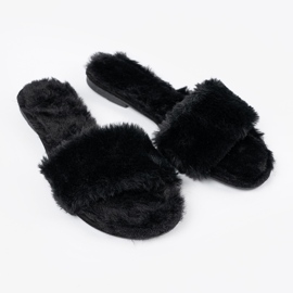 Seastar Les tongs noirs avec une fourrure douce le noir 4