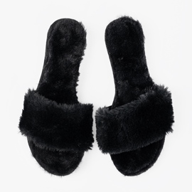 Seastar Les tongs noirs avec une fourrure douce le noir 3