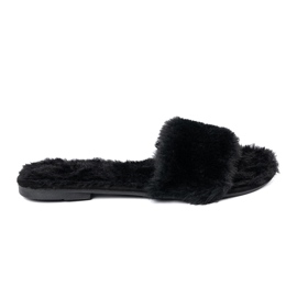 Seastar Les tongs noirs avec une fourrure douce le noir 1