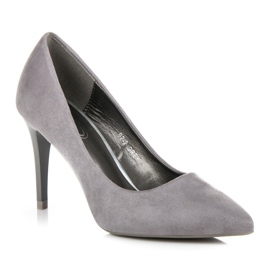 Escarpins en daim gris 2