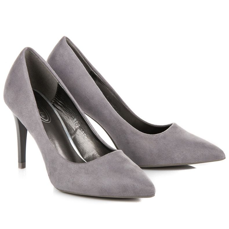Escarpins en daim gris 1