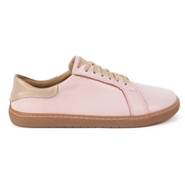 Olivier Aura: Sneakers en cuir aux pieds nus pour femmes pour femmes chaussures minimalistes à la mode, zéro goutte rose 2
