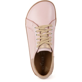 Olivier Aura: Sneakers en cuir aux pieds nus pour femmes pour femmes chaussures minimalistes à la mode, zéro goutte rose 1