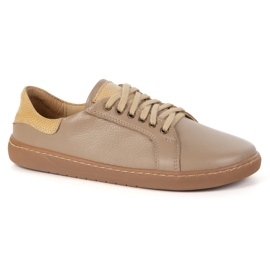 Olivier Aura: Cappuccino en cuir féminin chaussures aux pieds nus baskets confortables avec zéro goutte beige 2