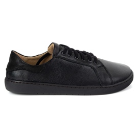 Olivier AURA: Black Women's Leather Sneakers pieds nus | Chaussures universelles avec une semelle plate 1