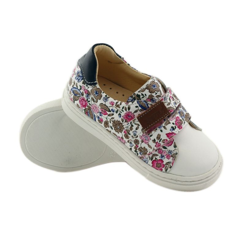 Chaussures fille à fleurs Bartuś rose brun blanc 3