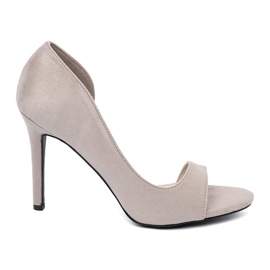 Goodin Sandales en daim sur un talon haut gris clair 2