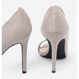 Goodin Sandales en daim sur un talon haut gris clair 1