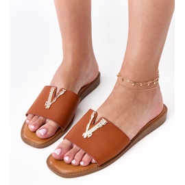 Flip brun -flops avec une décoration dorée 5