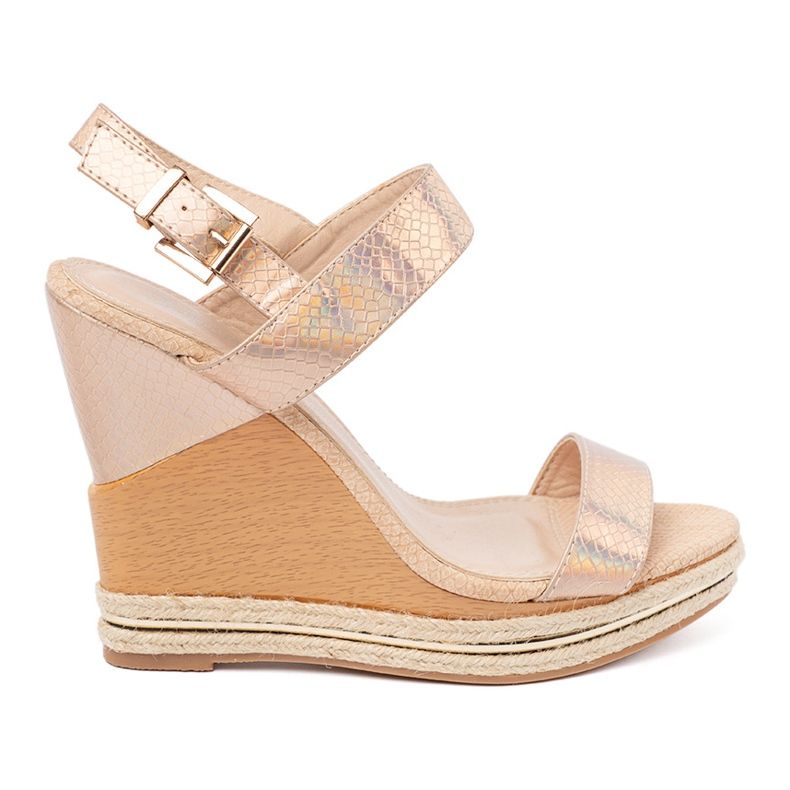 Shelvt Sandales féminines sur des quartiers en or rose 2 Shelvt Sandales féminines sur des quartiers en or rose 2