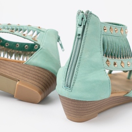 Shelvt Sandales turquoise avec des goujons boho 1