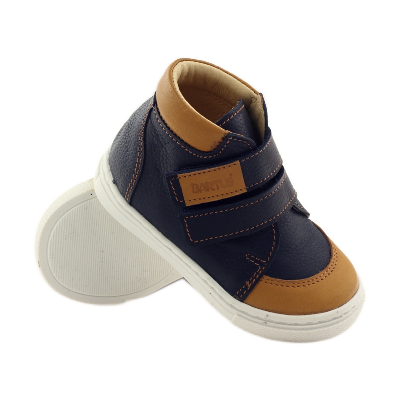 Chaussures pour garçons avec velcro Bartuś bleu marine brun 3