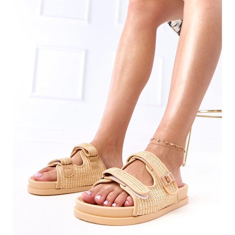 Volets au crochet brun avec rayures kliris réglables 1