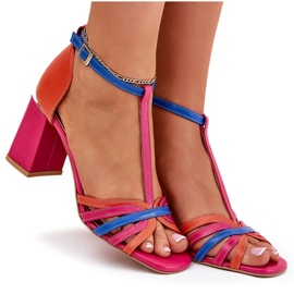 Sandales en cuir féminine sur le poste multicolore de Laura Messi 2879 rose 6