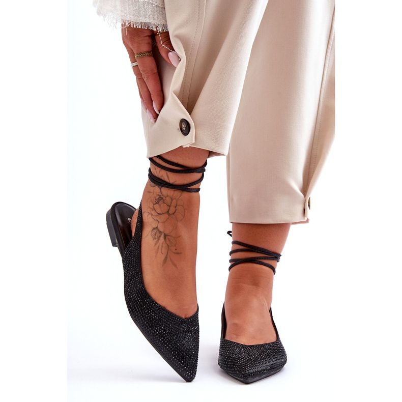 Ballerines Femme à Lacets Ornées de Clous Noir Jange 4