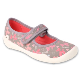Befado chaussons enfant avec velcro, semelles respirantes, 114X548, gris/rose 1 Befado chaussons enfant avec velcro, semelles respirantes, 114X548, gris/rose 1