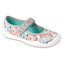 Befado chaussons enfant avec velcro, semelles respirantes, 114X550, gris/coloré 1