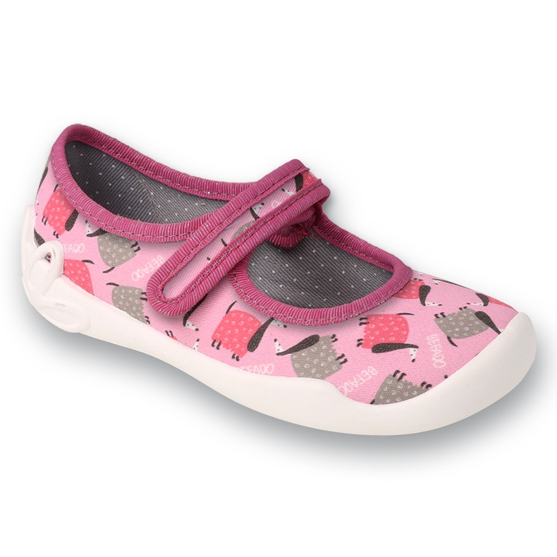 Befado chaussons enfant avec velcro, semelles respirantes, 114X549, rose 1