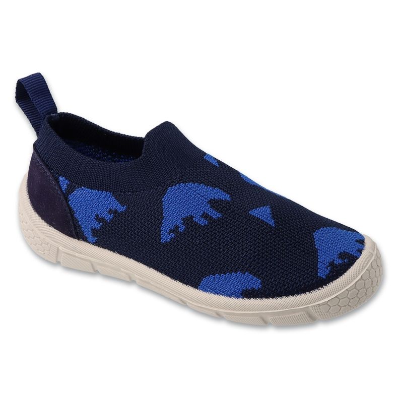 Chaussons enfant Befado, bleu marine 102X006, appliqué ours bleu 1