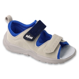 Sandales pour enfants Befado avec empiècement en cuir 721P005 gris/bleu 1