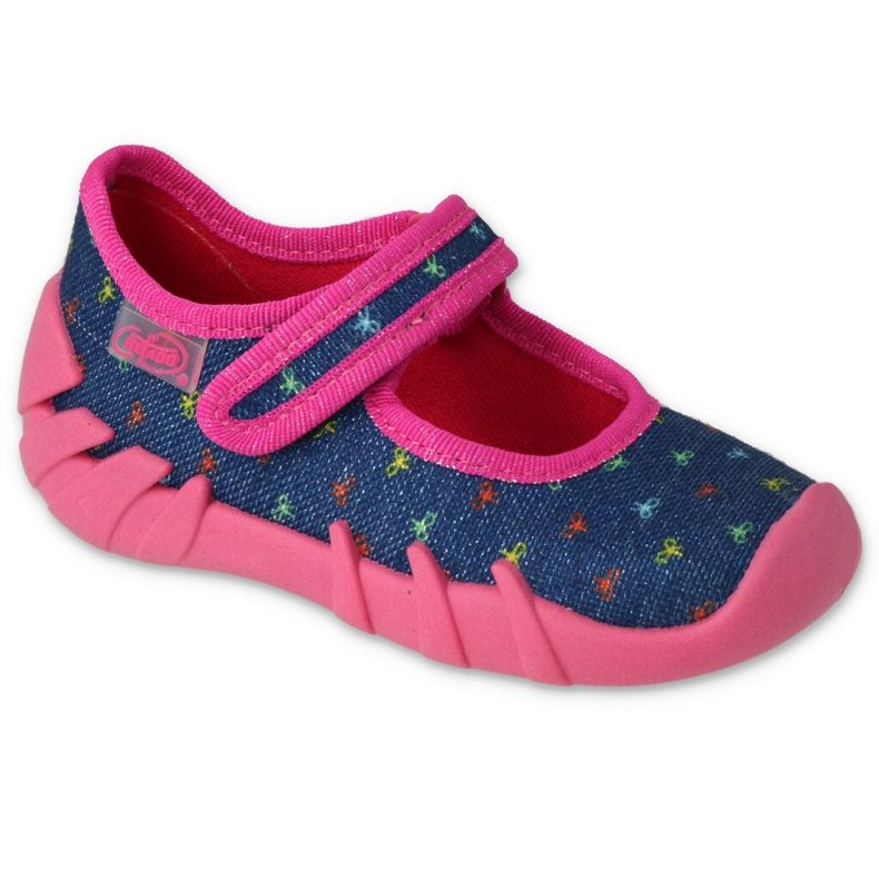 Chaussons enfants Befado 109P255 bleu marine/rose 1