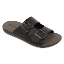 Les tongs en cuir masculin de Befado 158m025 noir le noir 1