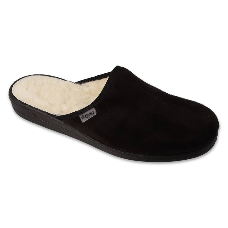 Dr.ORTO Befado chaussons pour hommes pu 000M327 isolés en laine de mouton noir 1