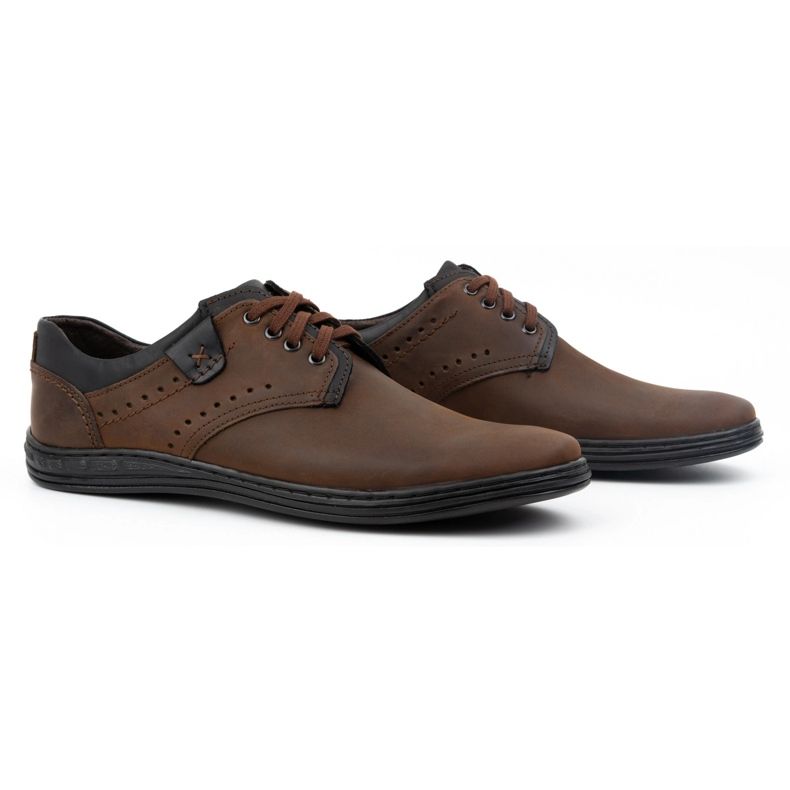 Polbut Chaussures décontractées en cuir pour hommes 402H, marron foncé brun 3