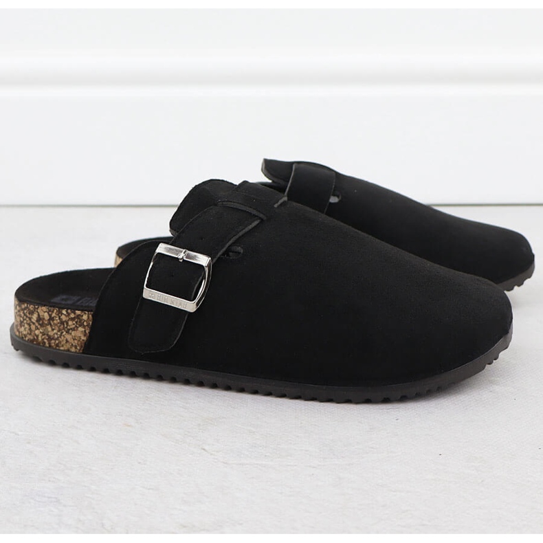 Slippers pour femmes construites - en daim noir Big Big Star SS274736 2